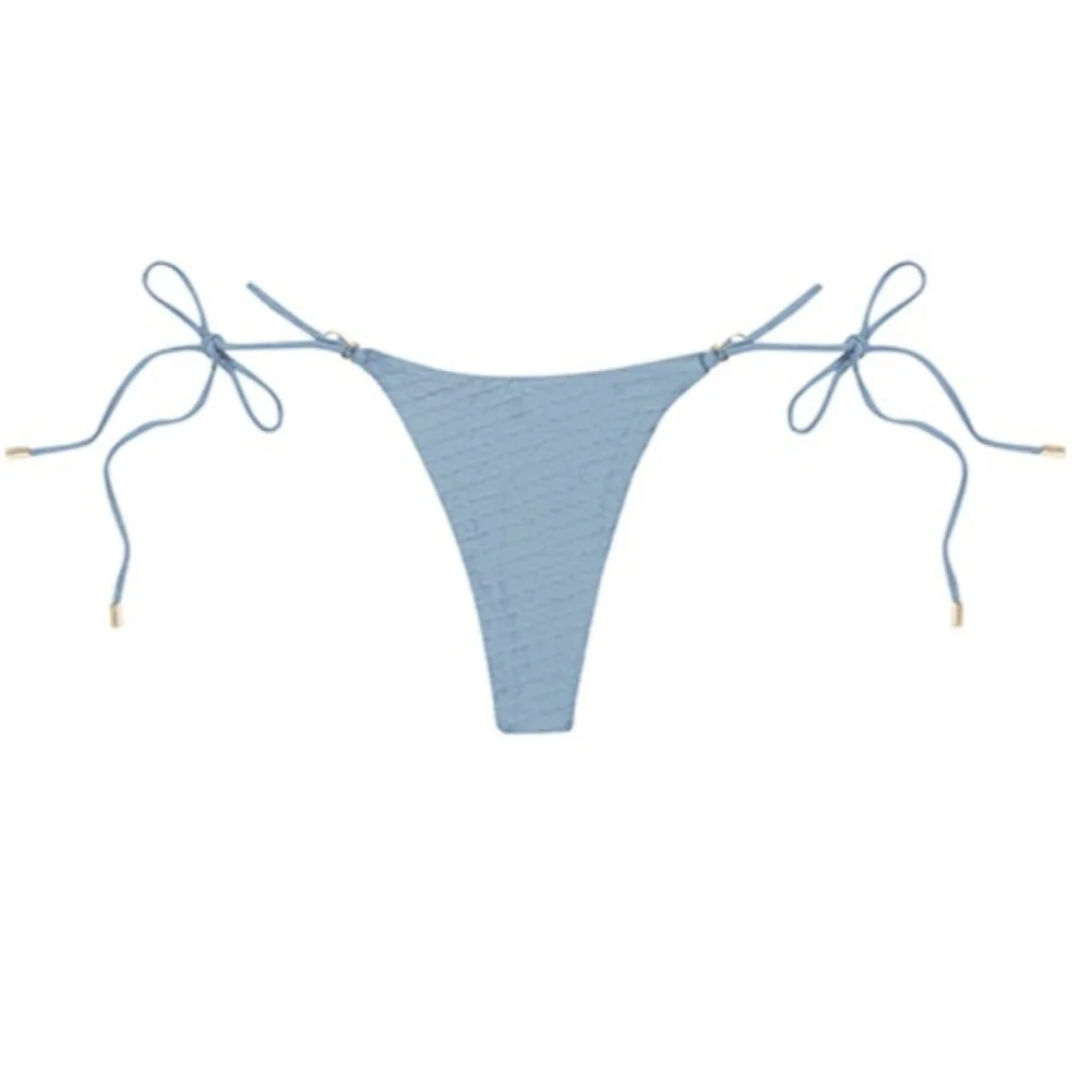 Monday Swimwear Light Blue Ribbed String Bikini